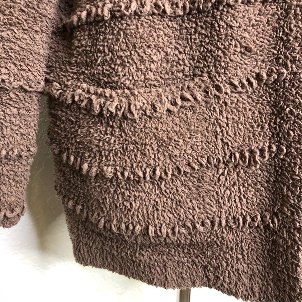 Barefoot Dreams mocha brown open front loop trim cardigan size Small - Picture 6 of 14